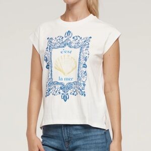 Never Worn! Wildfox “c’est la mer” Julien Snow White Cotton Tee